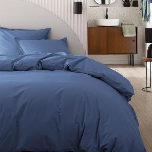 Parure de lit en coton bleu denim 260x240 Made in France