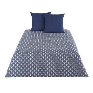 Parure de lit en coton gris et bleu foncé 240x260 imprimé