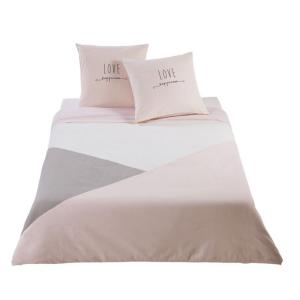 Parure de lit en coton gris et rose 220x240