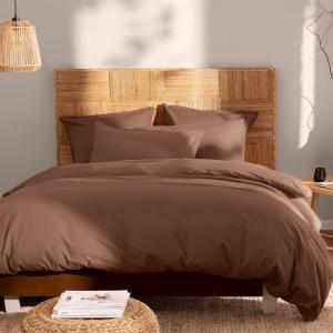 Parure de lit en coton lavé taies volant Chocolat 240x220 2…