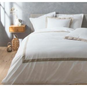 Parure de lit en coton uni blanc 240 x 220 cm