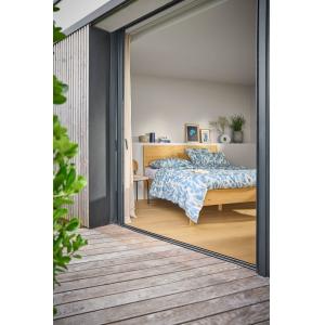 Parure de lit en lin et en coton ecru/bleu gris 240 x 220 cm