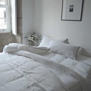 Parure de lit en lin lavé 260x240 cm - Blanc