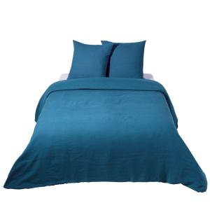 Parure de lit en lin lavé bleu paon 220x240