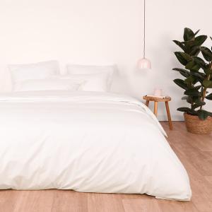 Parure de lit en percale de coton bio ivoire 260x240
