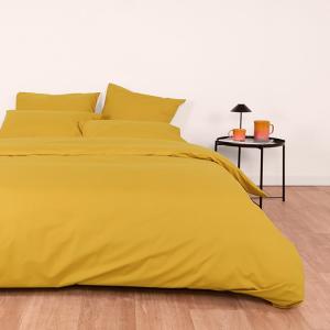 Parure de lit en percale de coton bio jaune ocre 240x220