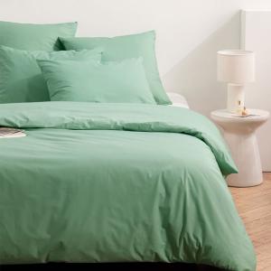 Parure de lit en percale de coton bio vert menthe 240x220
