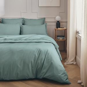 Parure de lit en percale de coton bleu archipel 240x220