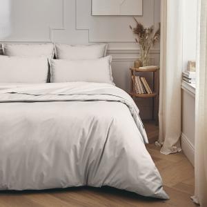 Parure de lit en percale de coton gris perle 260x240