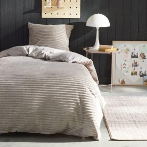 Parure de lit en polaire côtelé  140x200cm Beige