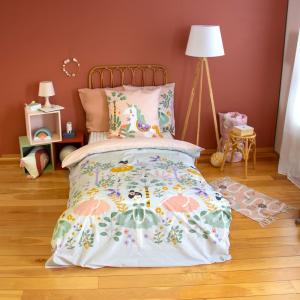 Parure de lit enfant réversible licorne et danseuses coton…