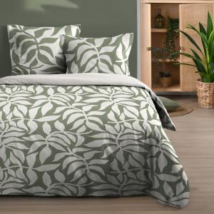 Parure de lit feuillage graphique contemporain coton vert 2…