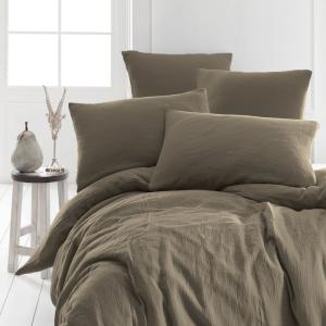Parure de lit gaze de coton 2 taies rectangles Noisette 240…