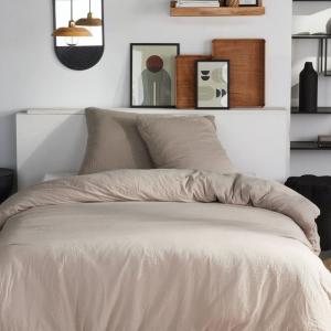 Parure de lit gaze de coton unie  220x240 cm Beige