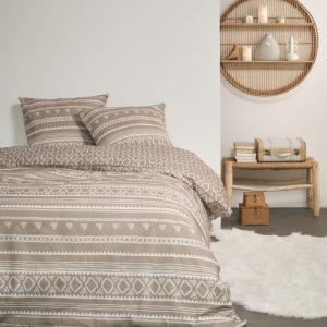 Parure de lit imprimé Ethnique coton  240x220cm Beige
