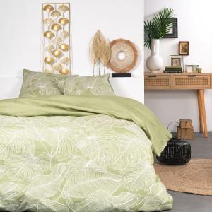 Parure de lit imprimé Floral coton  240x220cm Vert