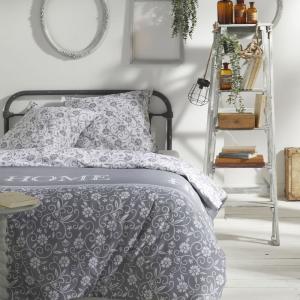 Parure de lit imprimé floral coton  260x240 cm Gris clair