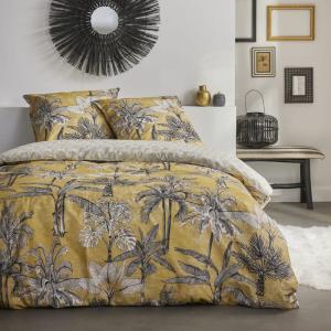 Parure de lit imprimé Jungle coton  260x240cm Jaune