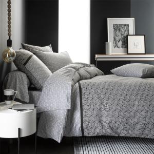 Parure de lit imprimée en bambou blanc et noir 240x220