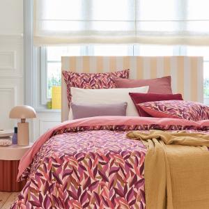 Parure de lit imprimée en percale de coton rose 200x200