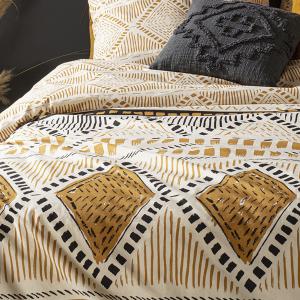 Parure de lit motifs africains coton ocre 220 x 240