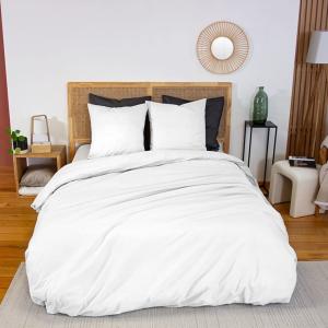 Parure de lit percale de coton blanc 240x220cm