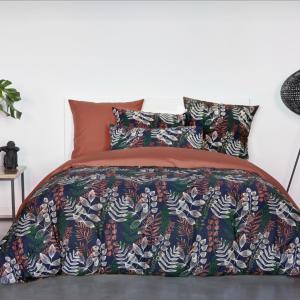 Parure de lit percale marron 200x200   2x65x65 cm