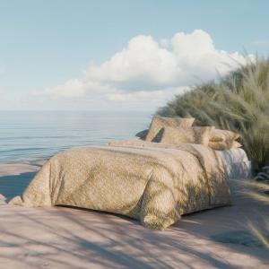 Parure de lit percale marron 240x220   2x50x75 cm