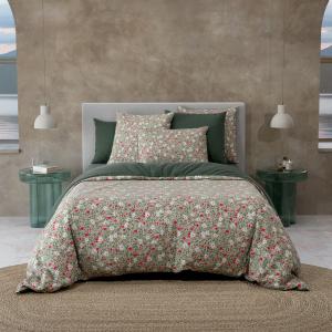 Parure de lit percale vert foncé 200x200   2x65x65 cm