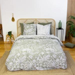 Parure de lit réversible imprimé végétal 240 x 220cm