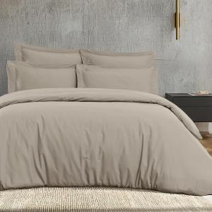 Parure de lit satin avec 2 taies rectangles Taupe 200x200 cm