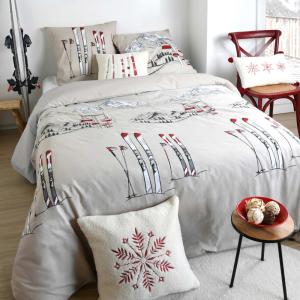 Parure de lit ski montagne coton naturel 220 x 240