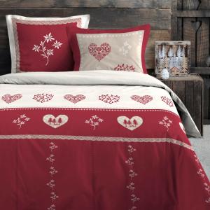 Parure de lit style montagne chaleureuse polyester rouge 24…
