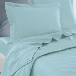 Parure drap plat   2 taies 50x70 cm  bleu arctic 240x300 cm