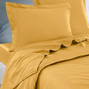 Parure drap plat   2 taies 50x70 cm  caramel 180x290 cm
