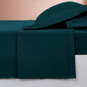 Parure drap plat   2 taies 50x70 cm  petrol 270x300 cm