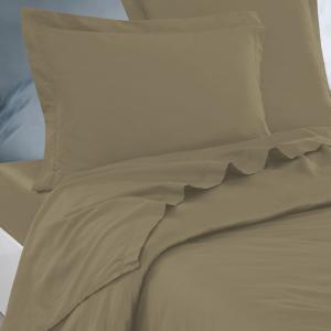 Parure drap plat   2 taies 50x70 cm  taupe 240x300 cm