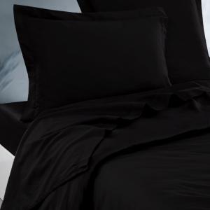 Parure drap plat   2 taies 65x65 cm  noir 270x300 cm