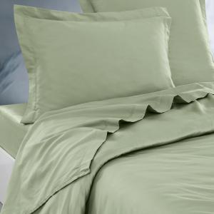 Parure drap plat   2 taies 65x65 cm  sauge 270x300 cm
