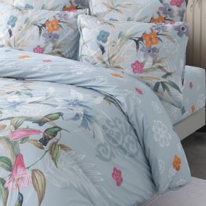 Parure en percale de coton   2 taies carrées Bleu Arctic 14…