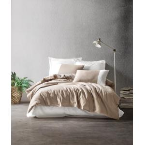 Parure housse de couette 100% coton uni crème   2 taies 220…