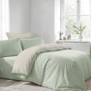 Parure housse de couette 100% coton uni vert   2 taies 220x…