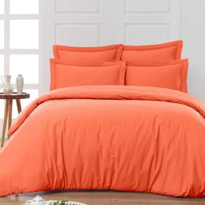 Parure housse de couette   2 taies 50x70 cm  corail 260x240…