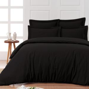 Parure housse de couette   2 taies 50x70 cm  noir 140x200 cm