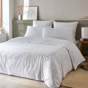 Parure housse de couette coton et bambou blanc 260x240 cm