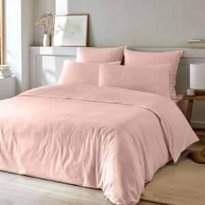 Parure housse de couette coton et bambou rose 240x220 cm