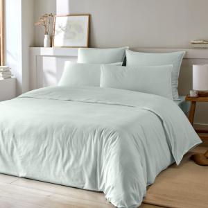 Parure housse de couette coton et bambou vert 260x240 cm
