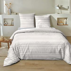 Parure housse de couette coton gris perle 140x200 cm