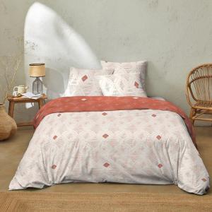 Parure housse de couette coton imprime 240x220 cm