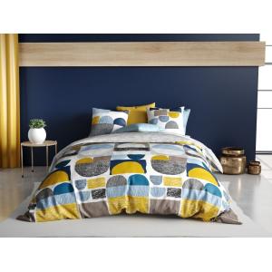 Parure housse de couette coton imprimée   2 taies 220x240 c…